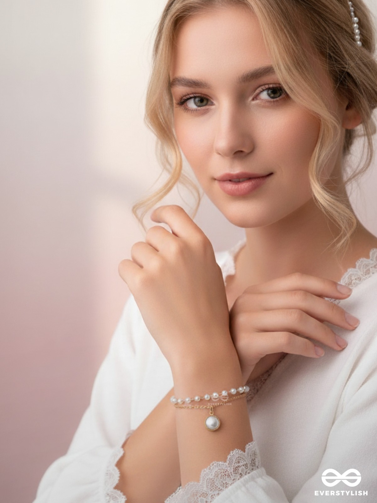 The Snow Globe- Gold Pearl Bracelet