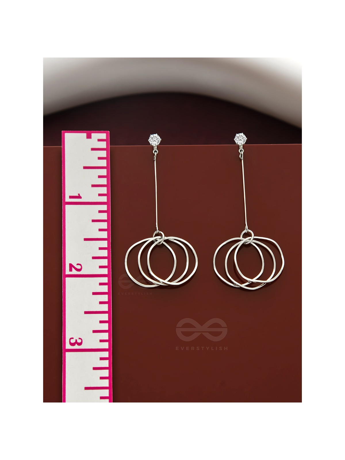 Dangly Discs - Solitaire Studded Silver Earrings