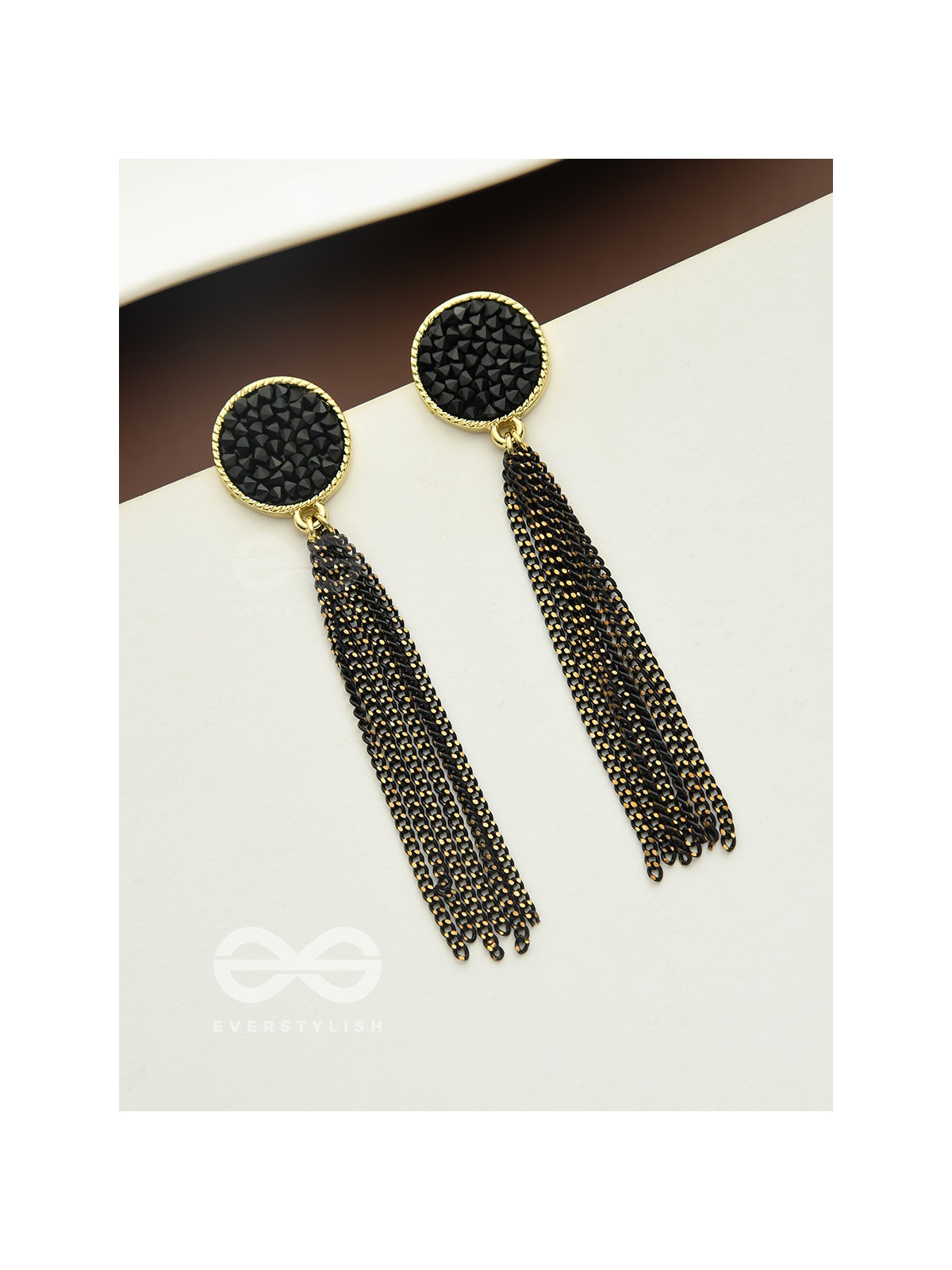 The Raven Cascade- Black and Golden Earrings