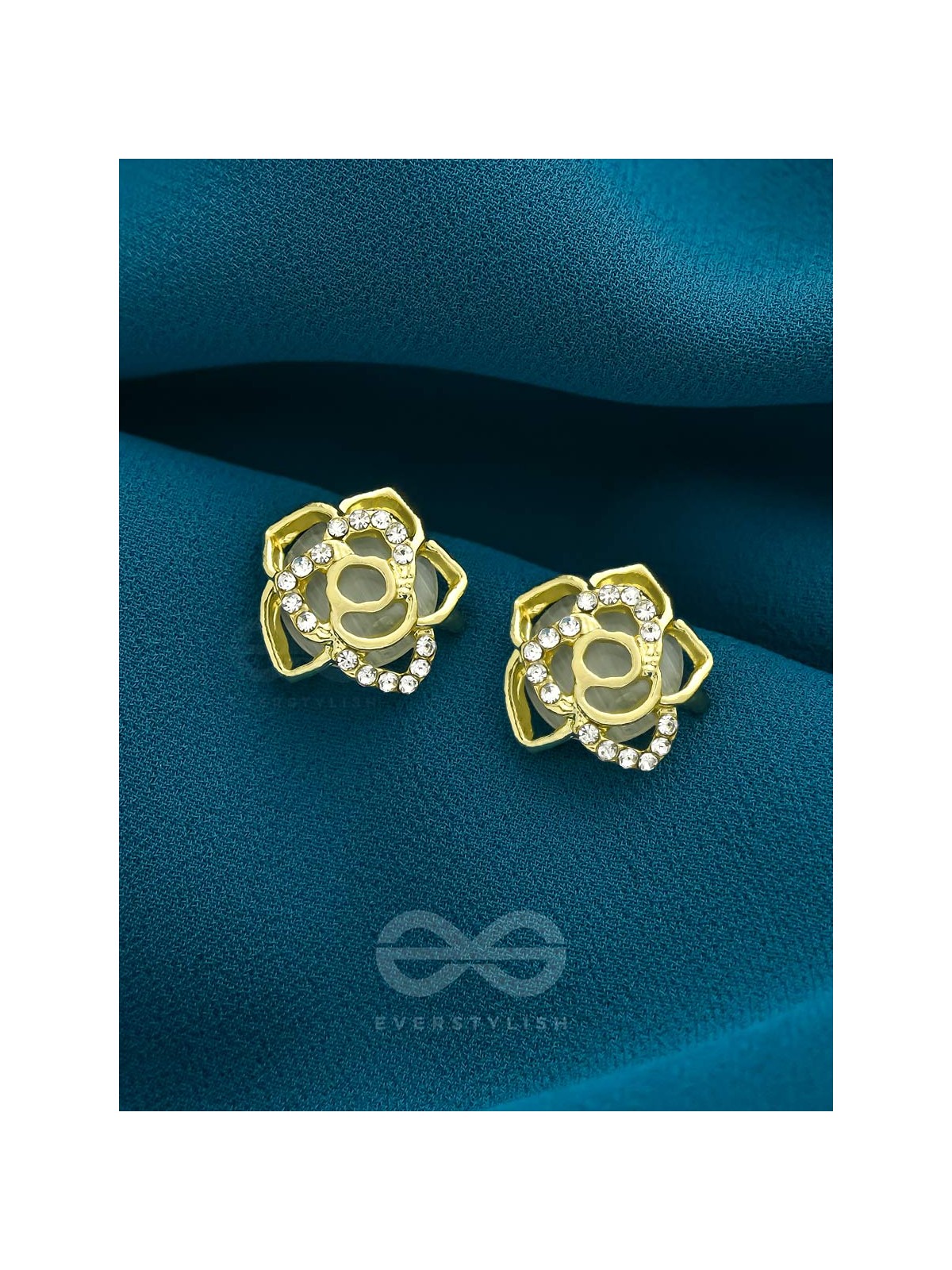 The Cherry Blossom- Golden Rhinestones Earrings 