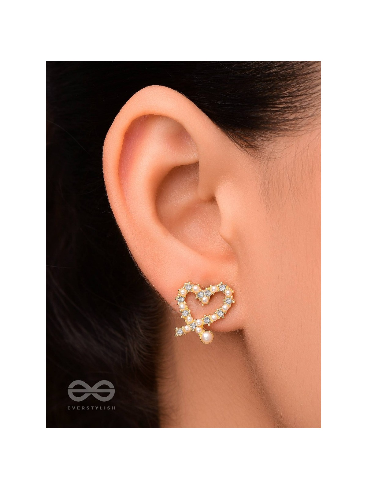 Little Hearts- Golden Beads Earrings