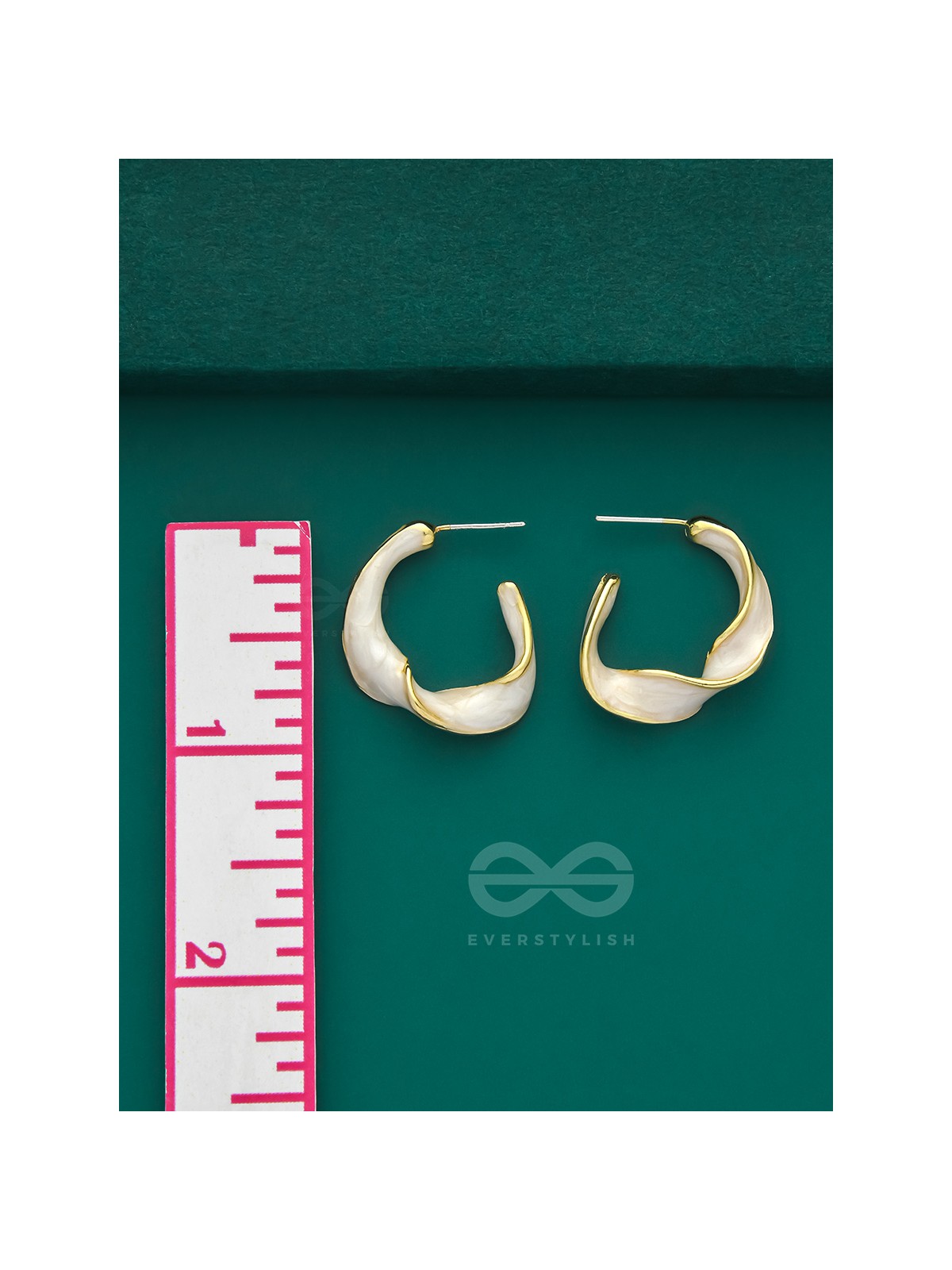 The Twisted Crescent- Classy Golden Earrings (Porcelain White)