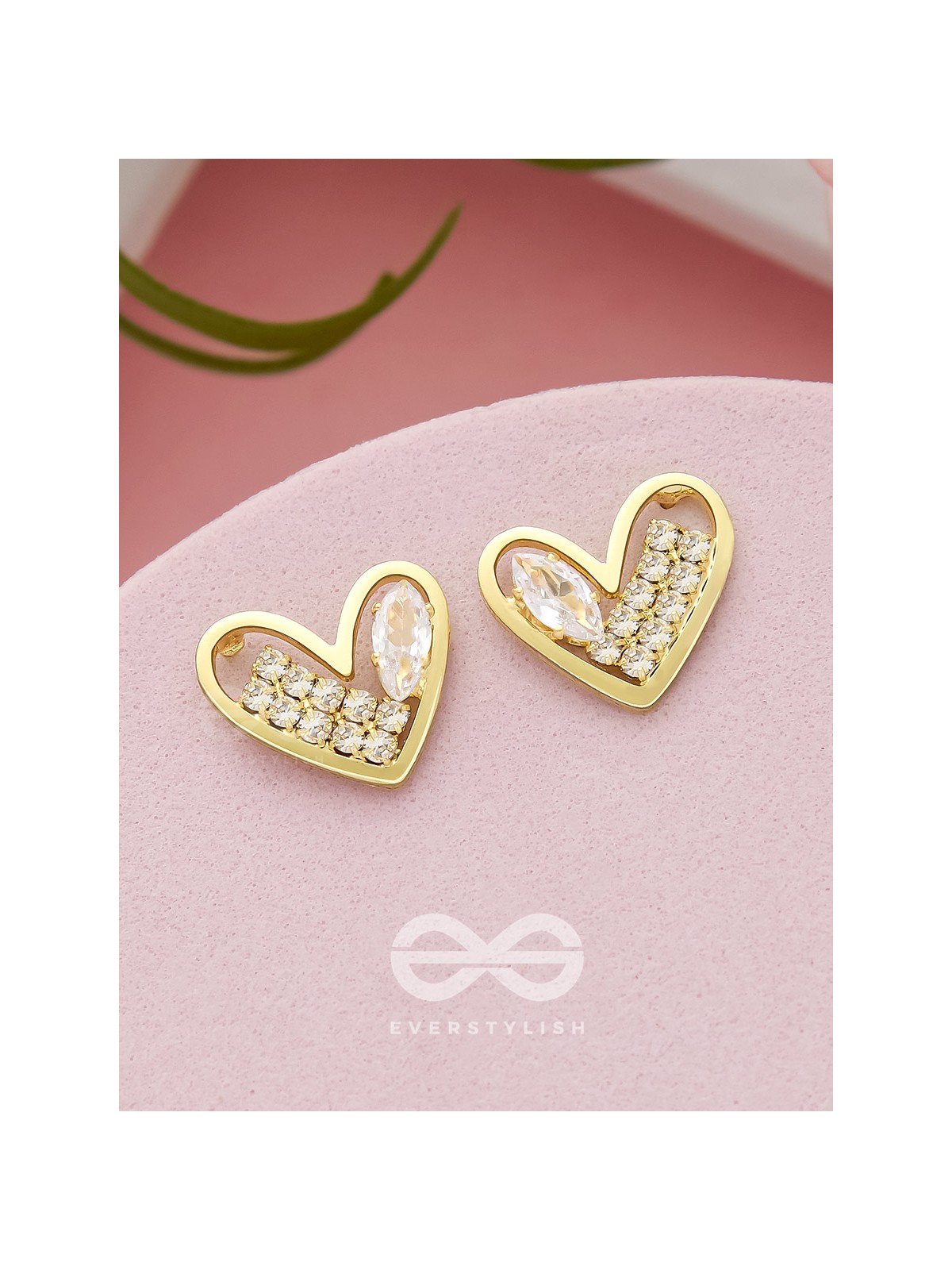 Cross My Heart- Golden Rhinestones Earrings