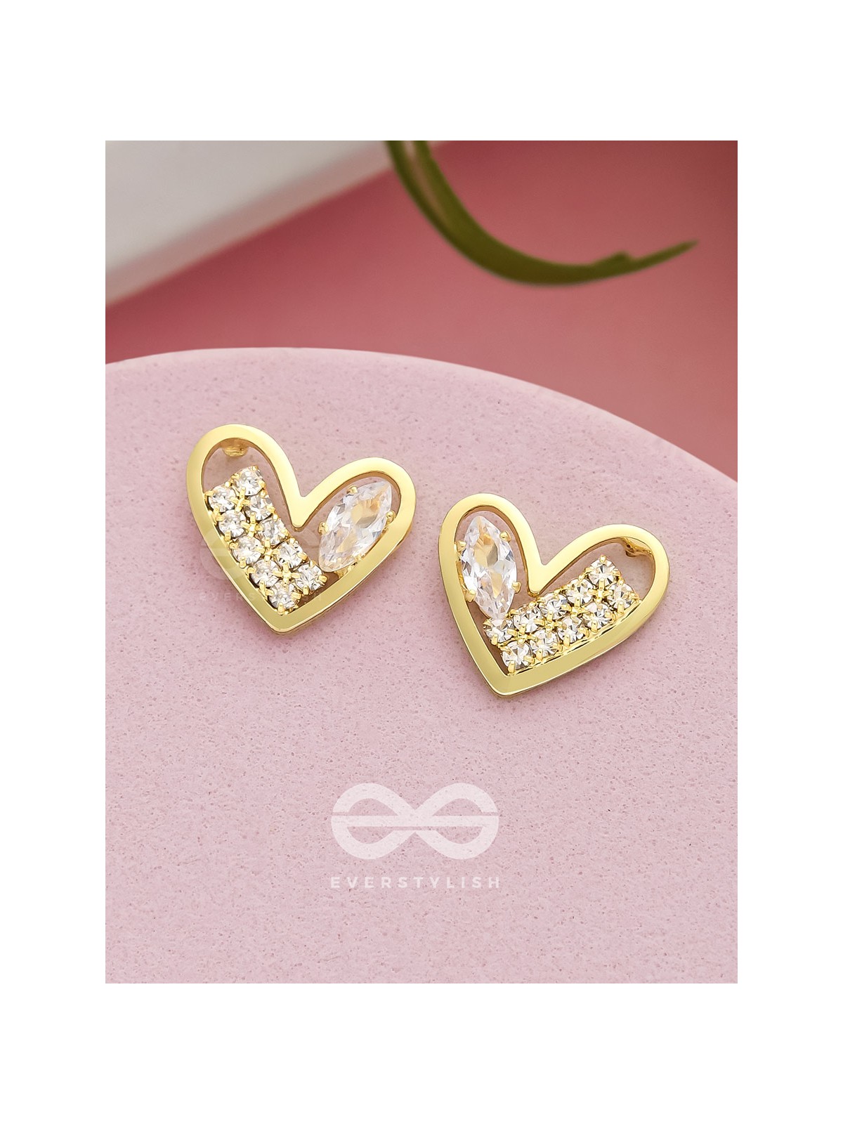 Cross My Heart- Golden Rhinestones Earrings
