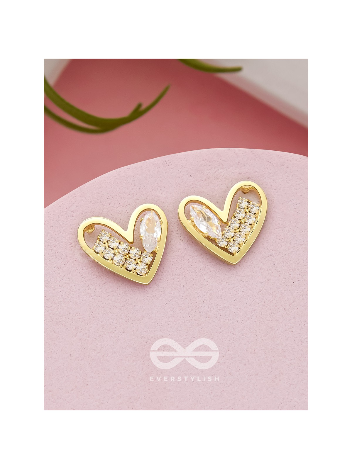 Cross My Heart- Golden Rhinestones Earrings