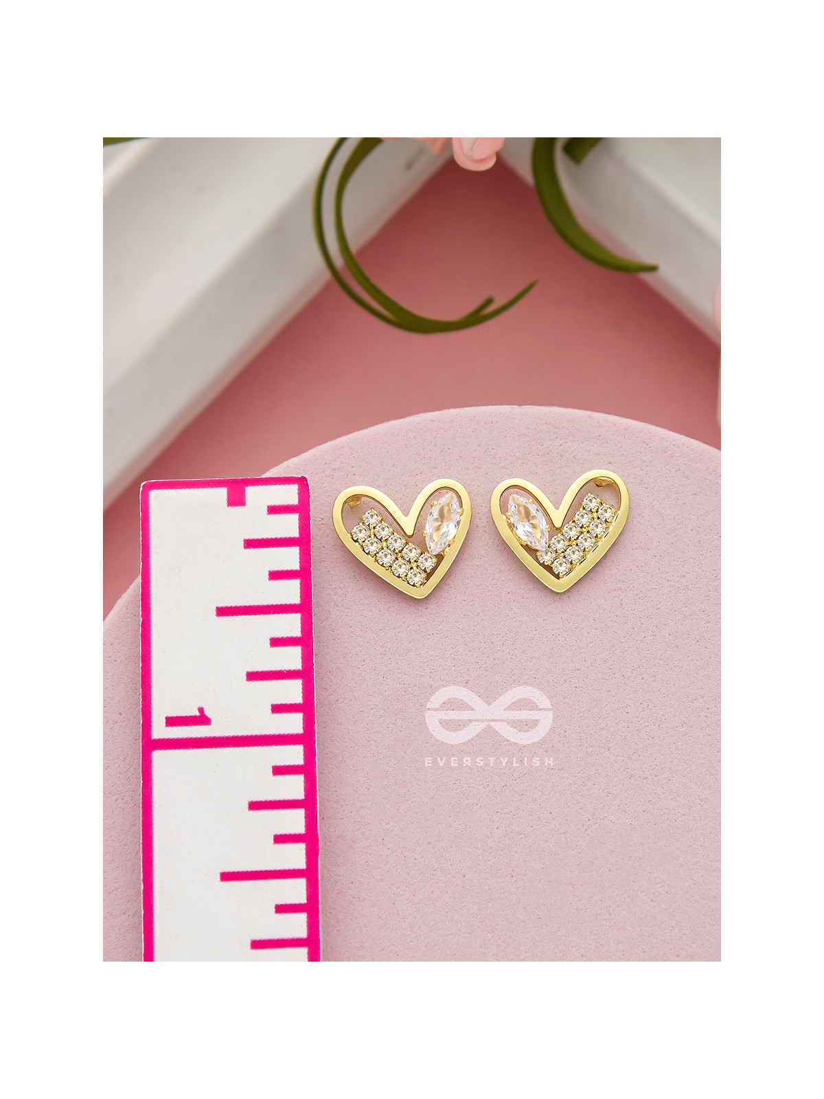 Cross My Heart- Golden Rhinestones Earrings