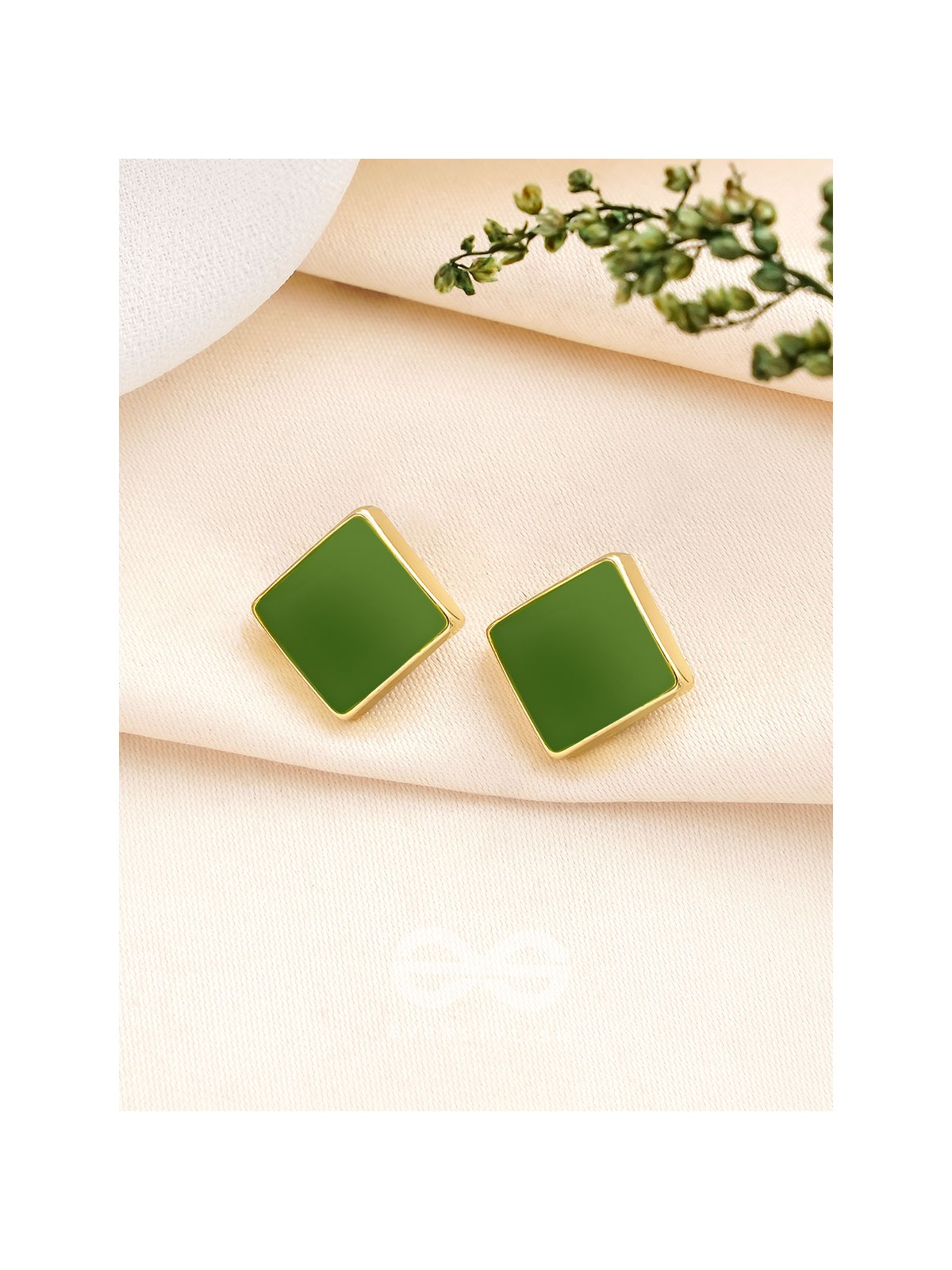 The Little Green Box- Green and Golden Earrings