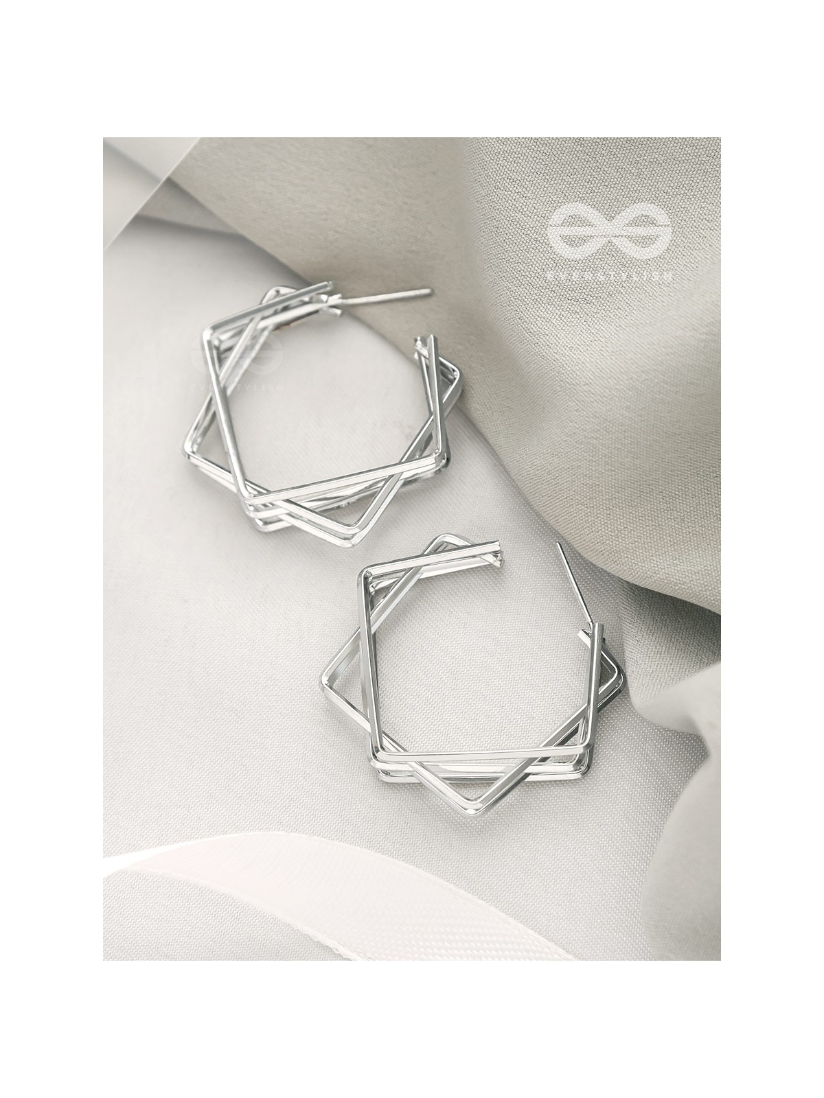 The Jumbled Squares- Chic Silver Earrings