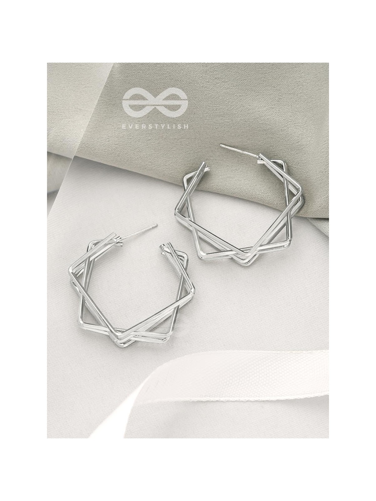 The Jumbled Squares- Chic Silver Earrings