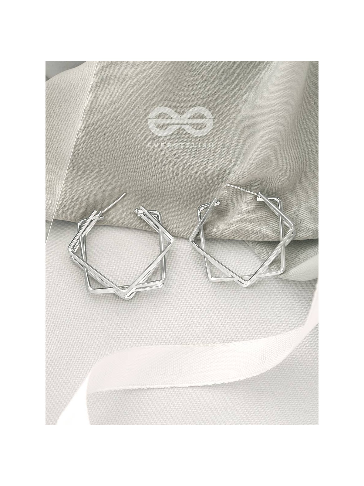 The Jumbled Squares- Chic Silver Earrings