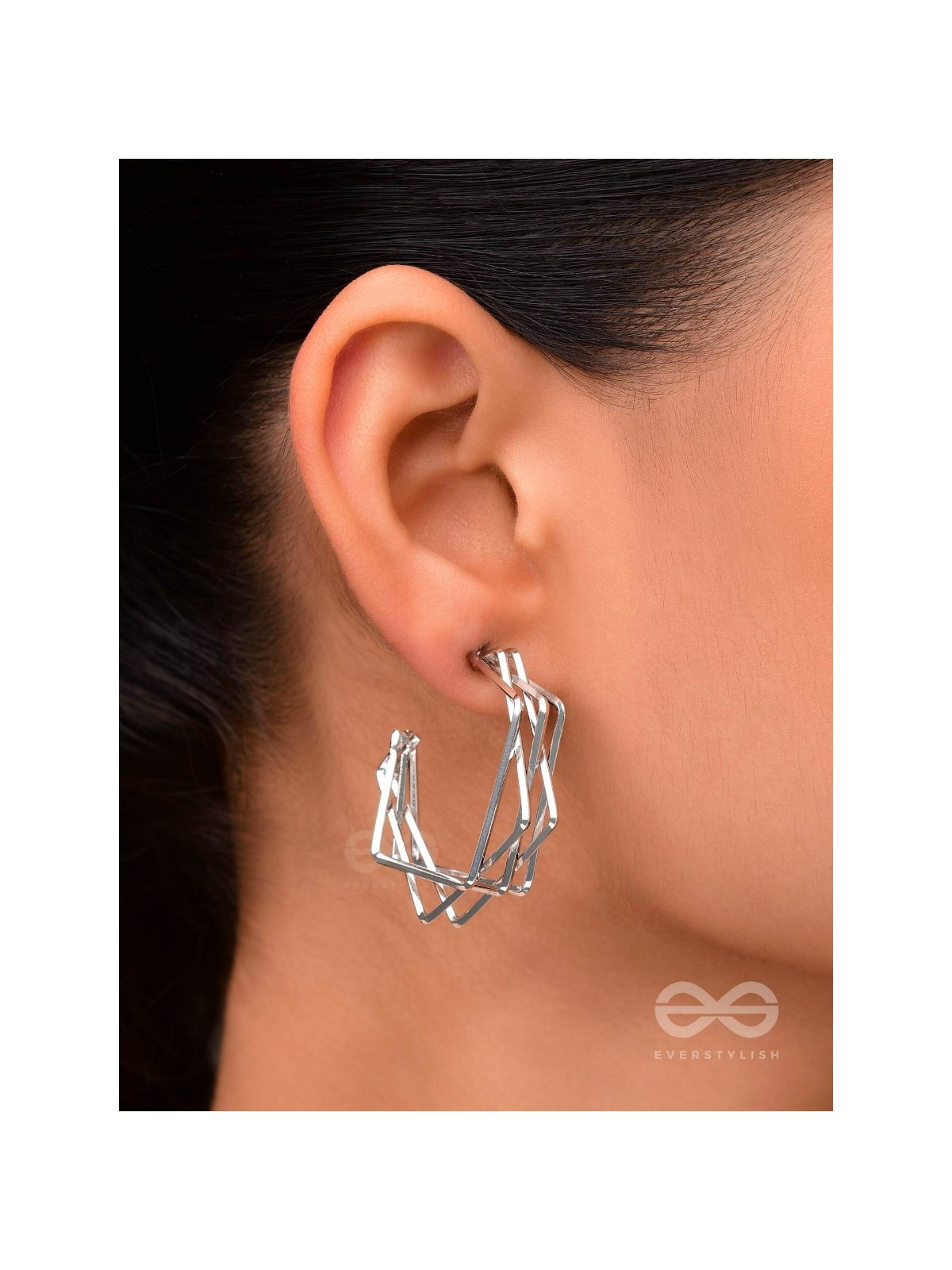 The Jumbled Squares- Chic Silver Earrings
