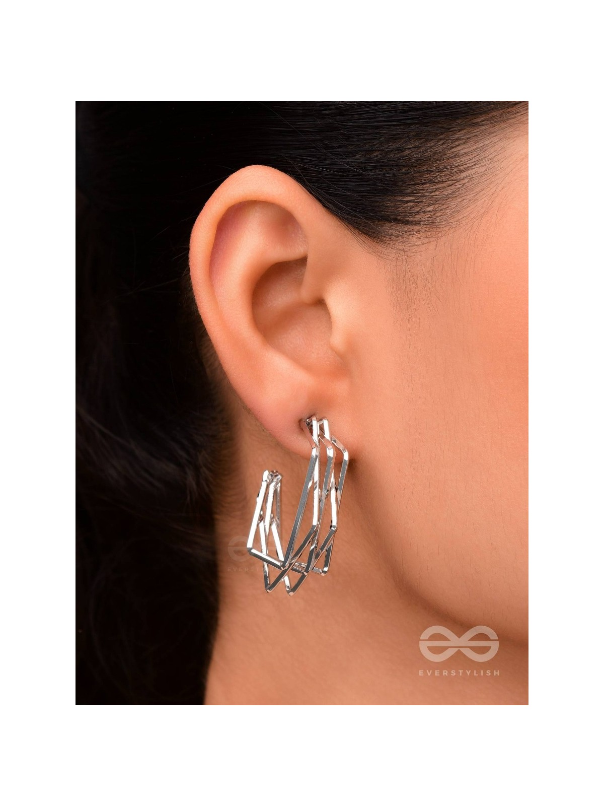 The Jumbled Squares- Chic Silver Earrings