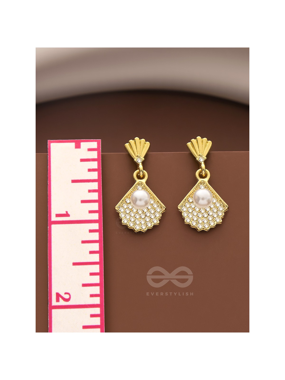 Sand n Pearl- Golden Rhinestones and Pearl Earrings