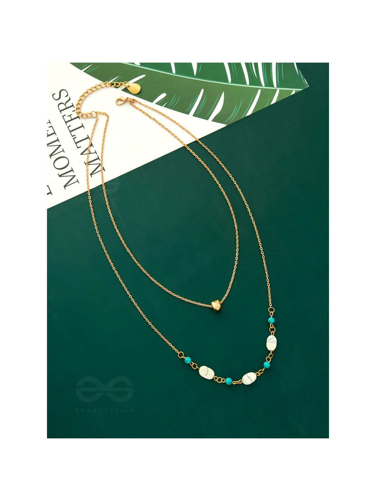 Mist N Sea - Golden Layered Necklace With Anti-Tarnish Coating