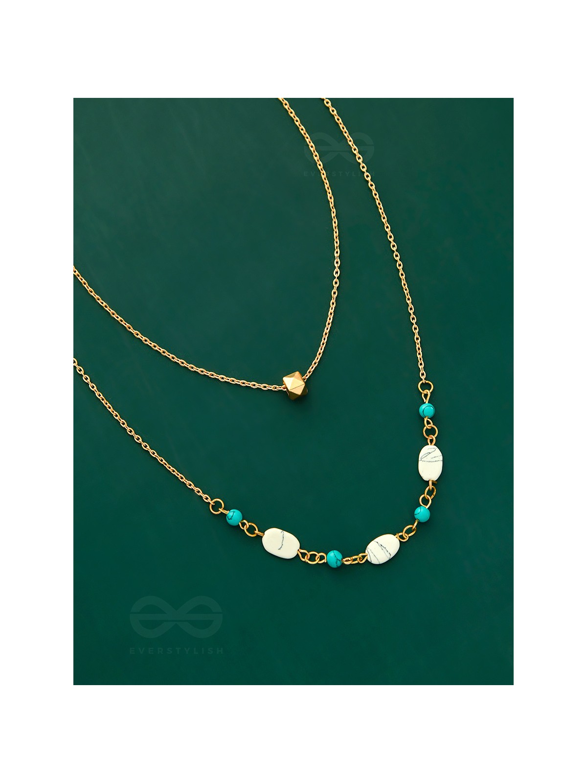 Mist N Sea - Golden Layered Necklace With Anti-Tarnish Coating
