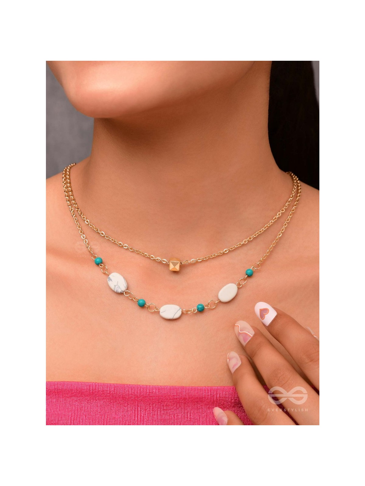 Mist N Sea - Golden Layered Necklace With Anti-Tarnish Coating