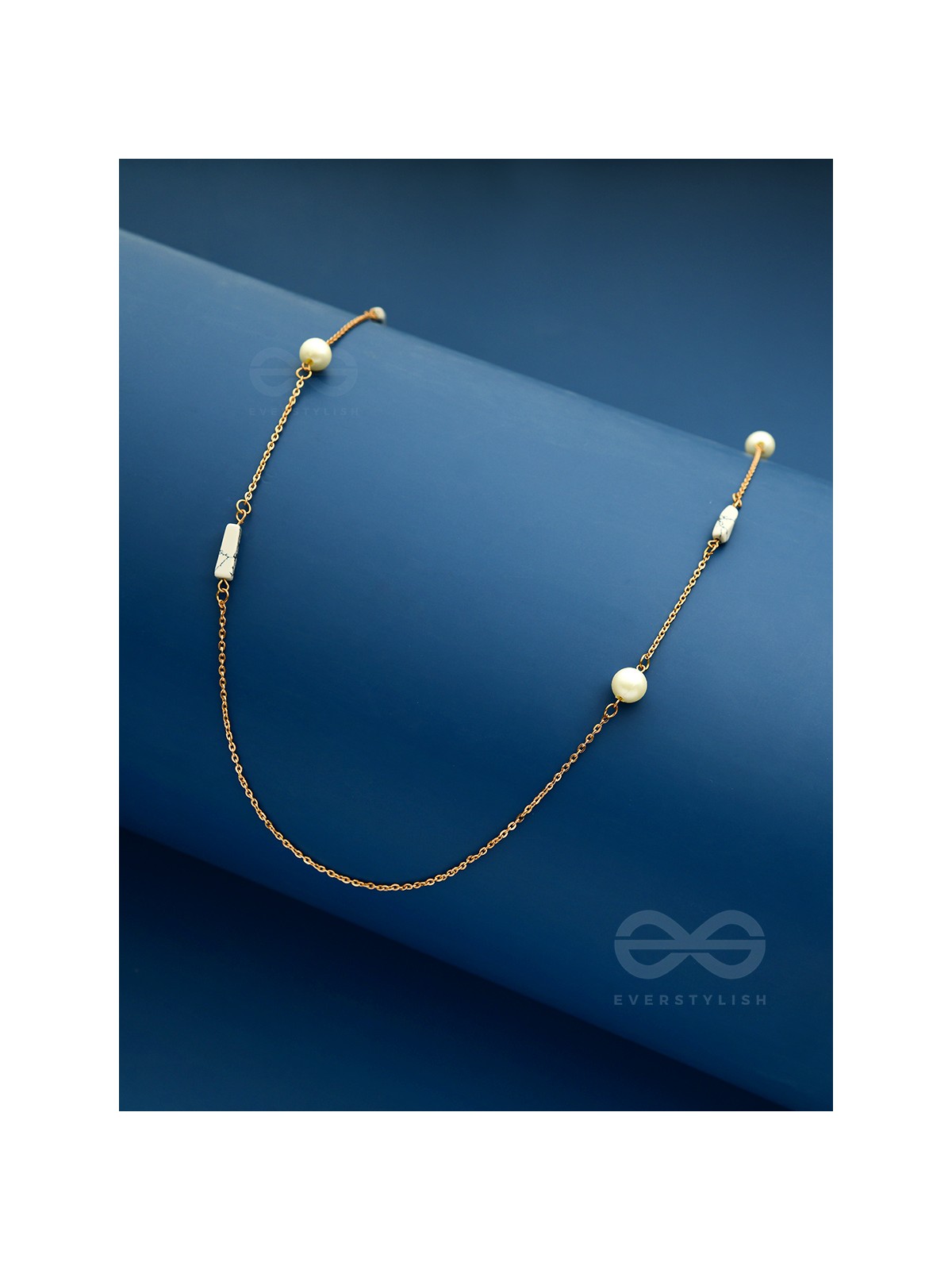 Pearls N Pebbles - Golden Pearl Necklace With Anti-Tarnish Coating 