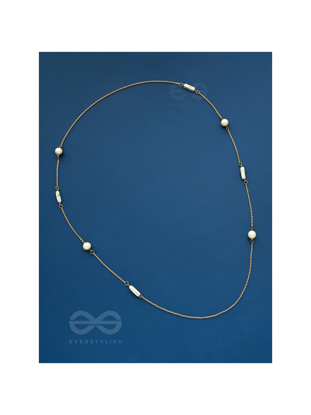 Pearls N Pebbles - Golden Pearl Necklace With Anti-Tarnish Coating 