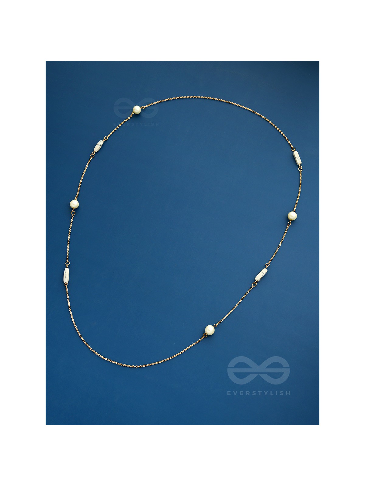 Pearls N Pebbles - Golden Pearl Necklace With Anti-Tarnish Coating 