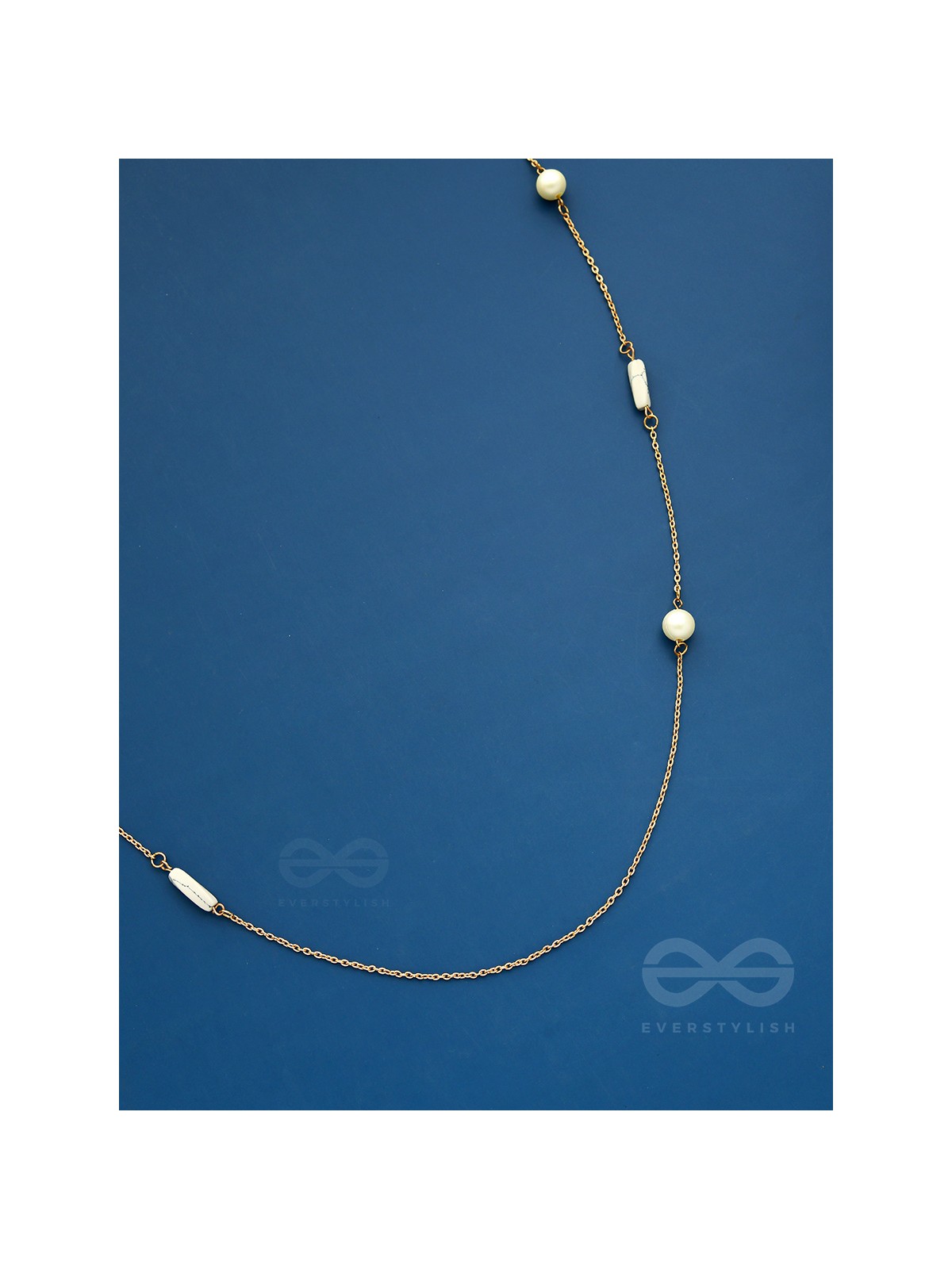 Pearls N Pebbles - Golden Pearl Necklace With Anti-Tarnish Coating 