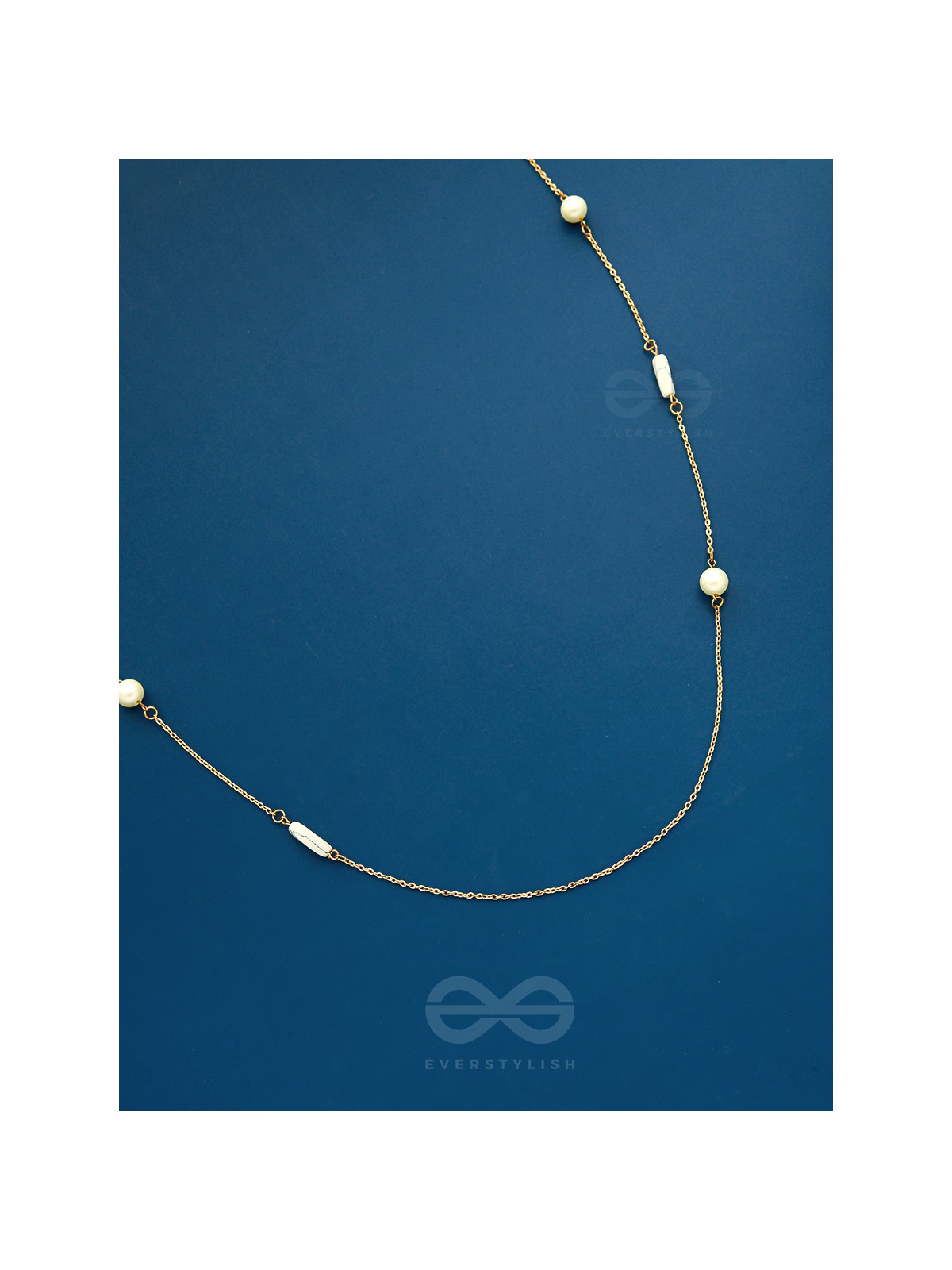 Pearls N Pebbles - Golden Pearl Necklace With Anti-Tarnish Coating 