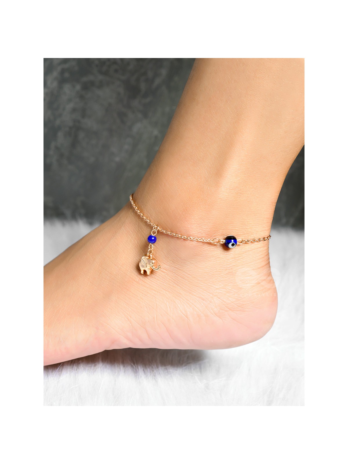 The Noble 'Charm'- Evil Eye Stones Studded Golden Anklet