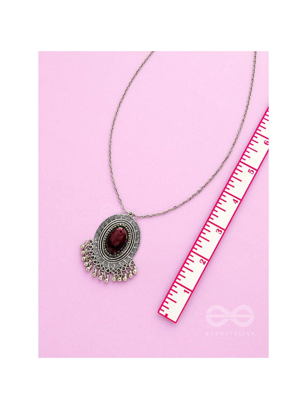 The Victorian Spell - Purple Crystals Silver Necklace and Earrings Set