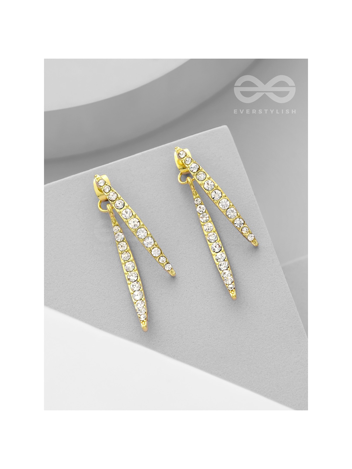 The Fall of Grace- Golden Rhinestones Earrings