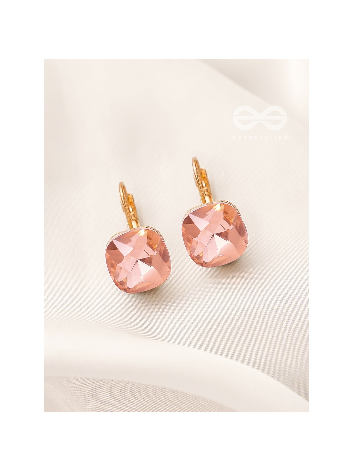 The Ice Cube- Crystal Golden Earrings (Rust)