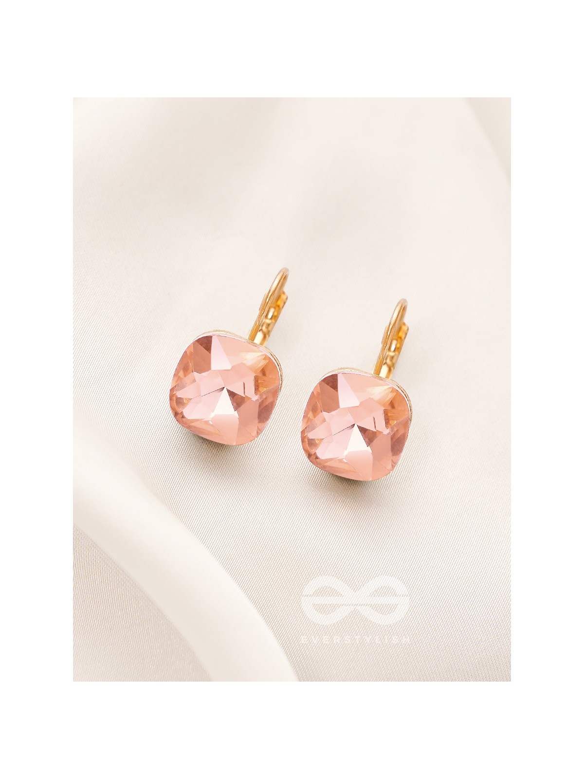 The Ice Cube- Crystal Golden Earrings (Rust)