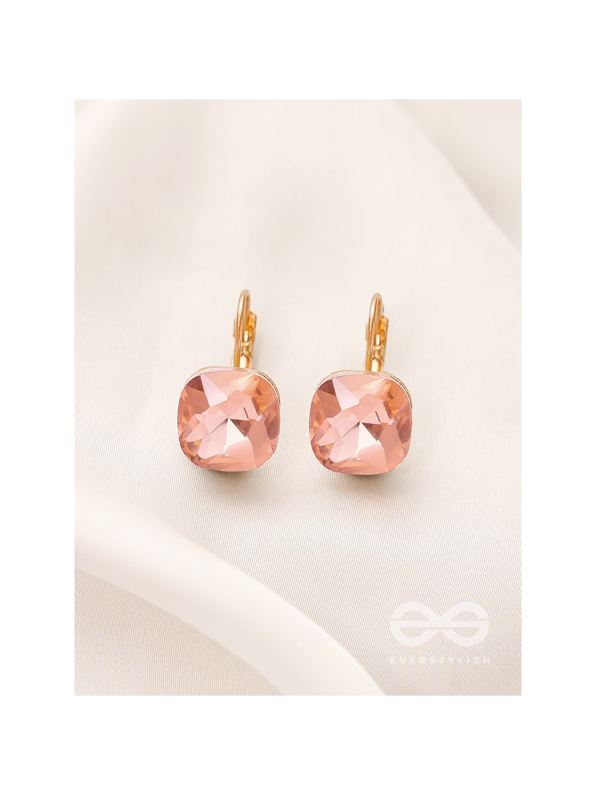 The Ice Cube- Crystal Golden Earrings (Rust)