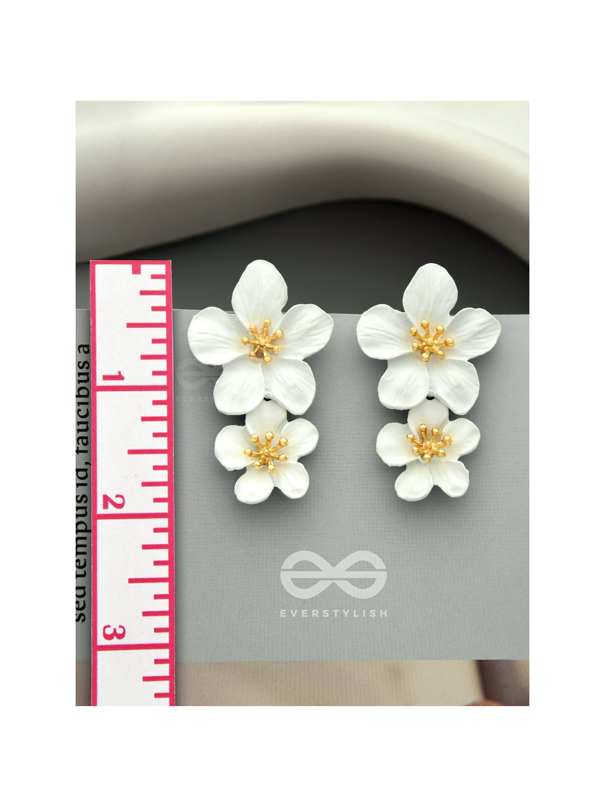 Paired Periwinkles- Statement Acrylic Earrings (Daisy White)