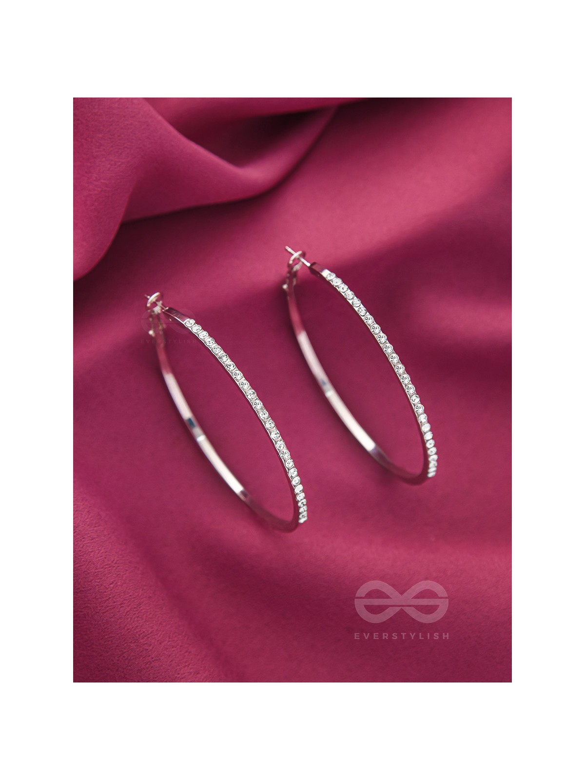 The Ring of Light- Silver Rhinestones Hoop Earrings