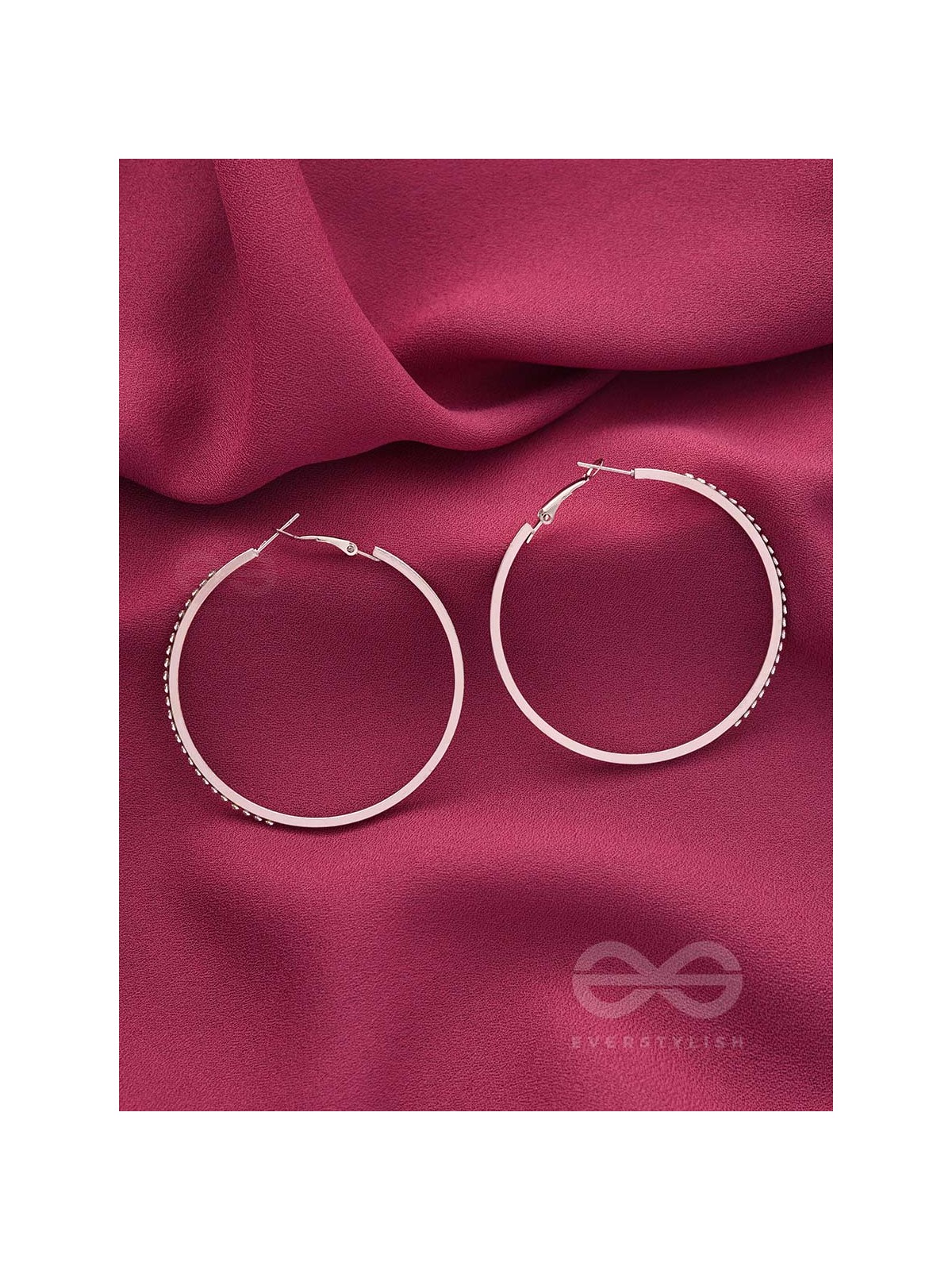 The Ring of Light- Silver Rhinestones Hoop Earrings