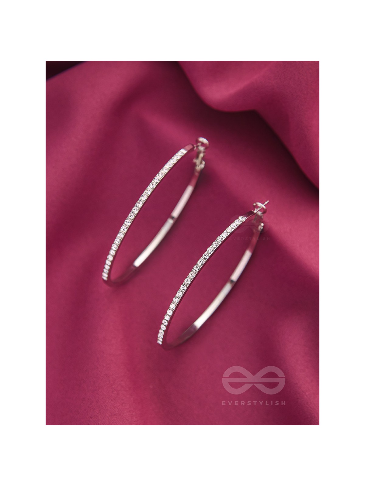 The Ring of Light- Silver Rhinestones Hoop Earrings