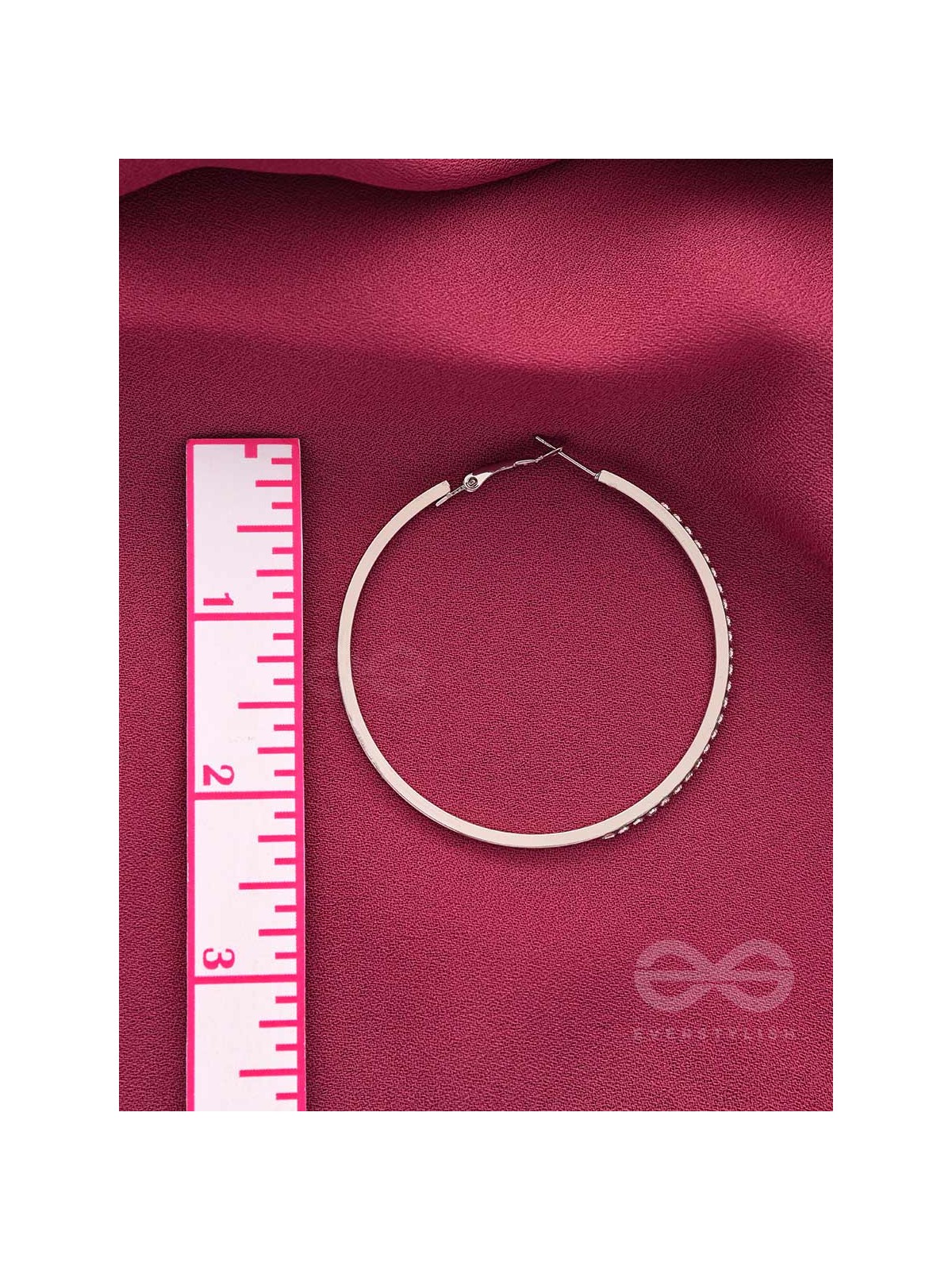 The Ring of Light- Silver Rhinestones Hoop Earrings