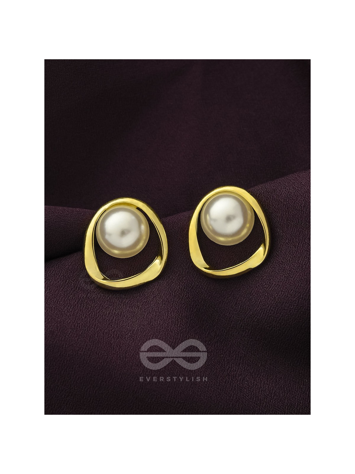 The Moon Orbit- Golden Pearl Earrings