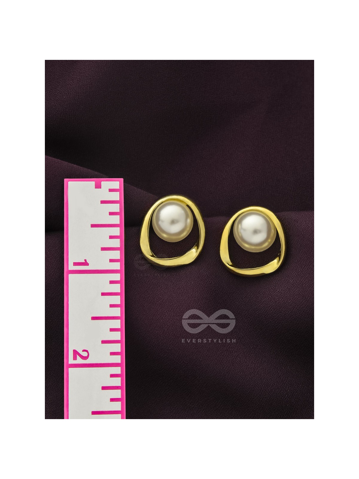 The Moon Orbit- Golden Pearl Earrings