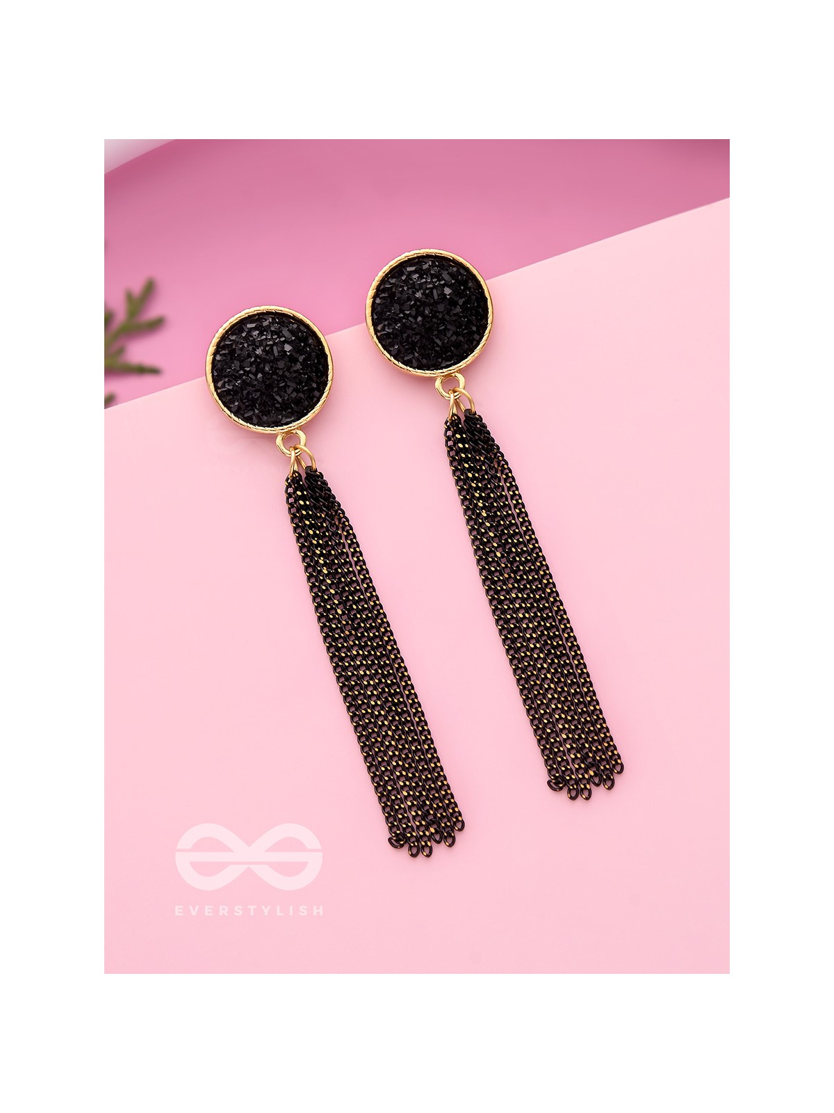 The Ebony Fall- Black and Golden Earrings