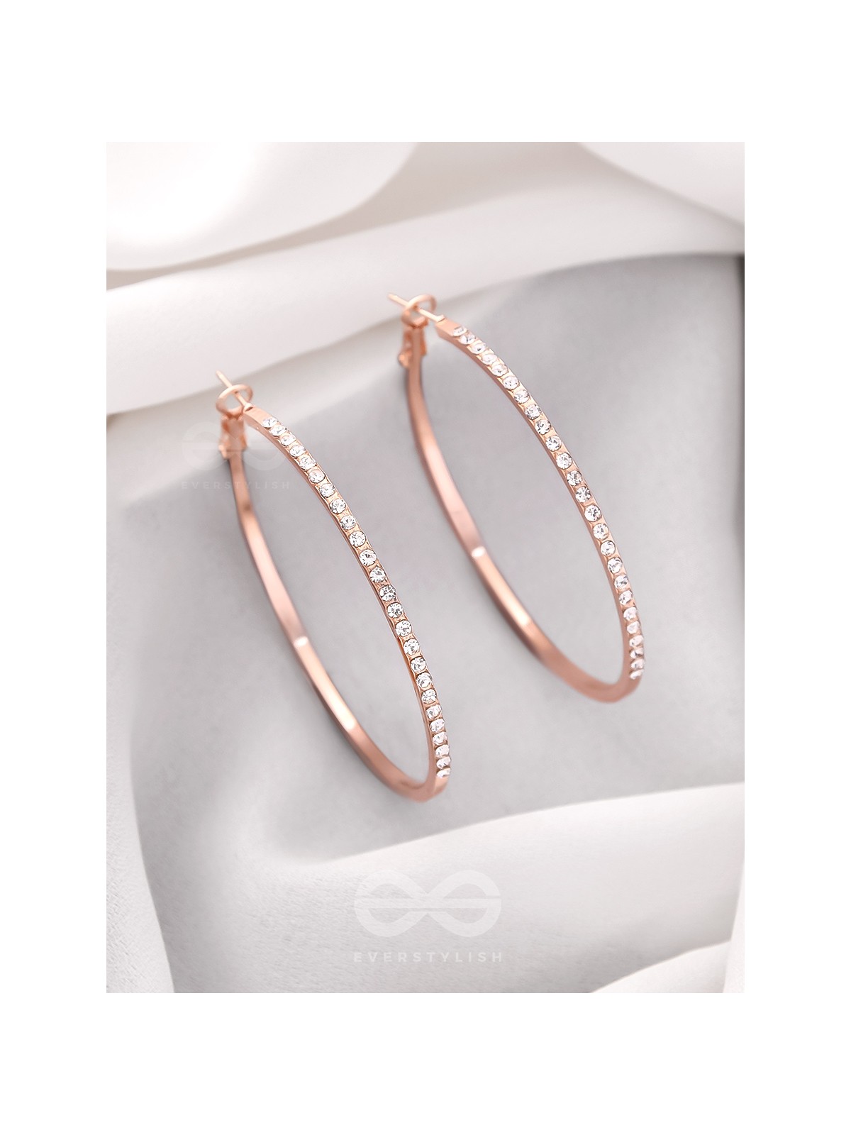 The Ring of Light- Rose Gold Rhinestones Hoop Earrings