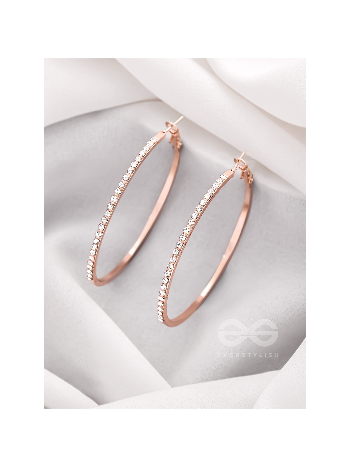 The Ring of Light- Rose Gold Rhinestones Hoop Earrings