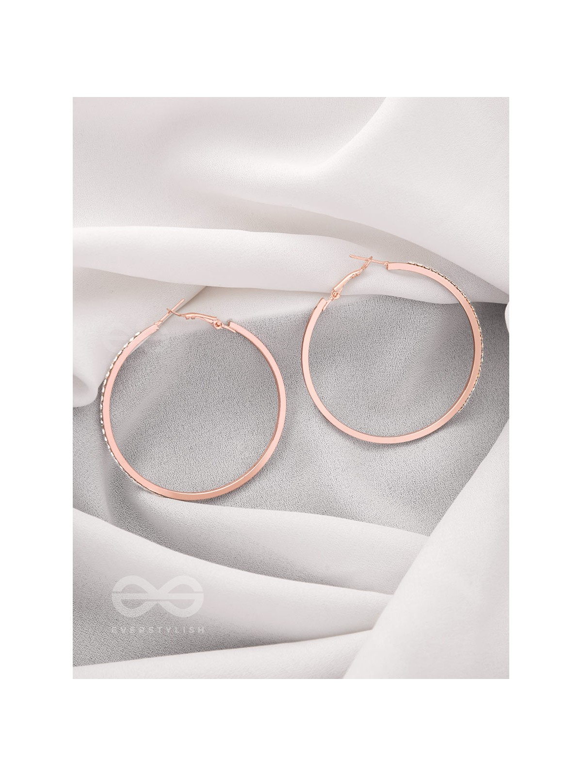 The Ring of Light- Rose Gold Rhinestones Hoop Earrings