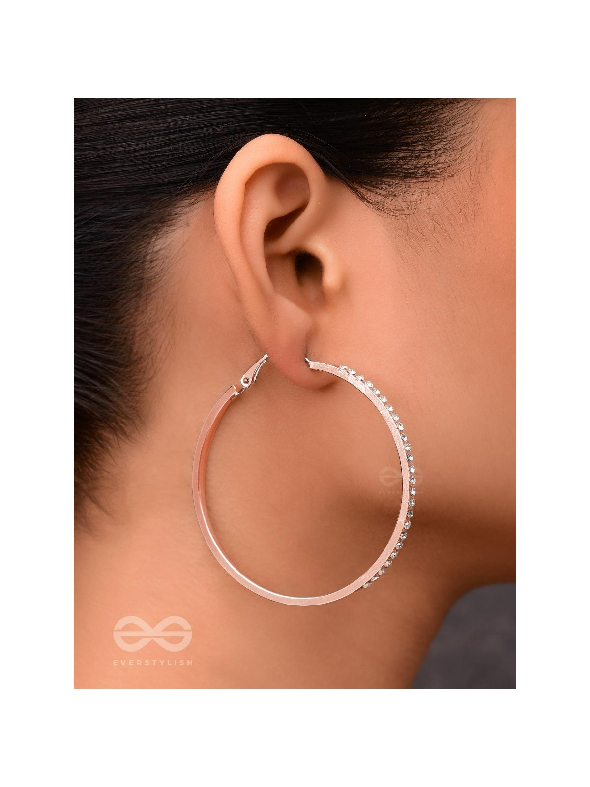 The Ring of Light- Rose Gold Rhinestones Hoop Earrings