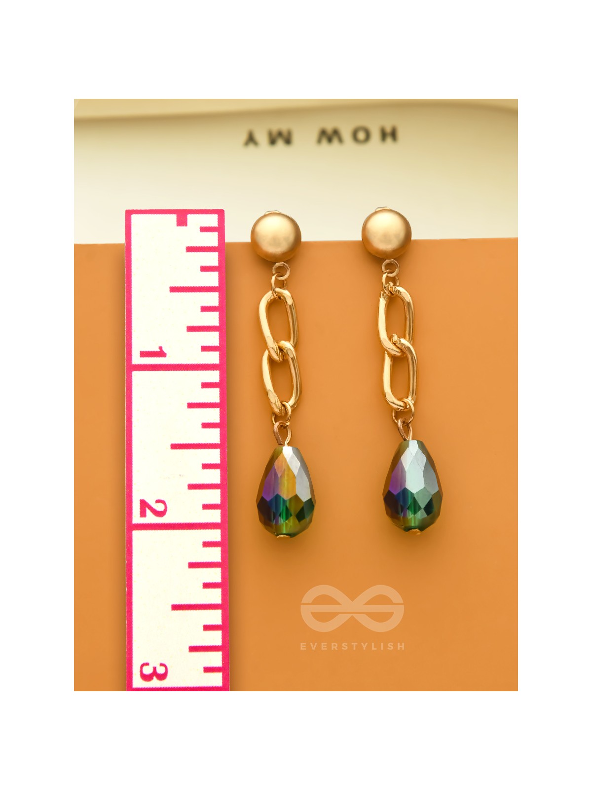 The Emerald Ocean- Green Crystal Golden Earrings