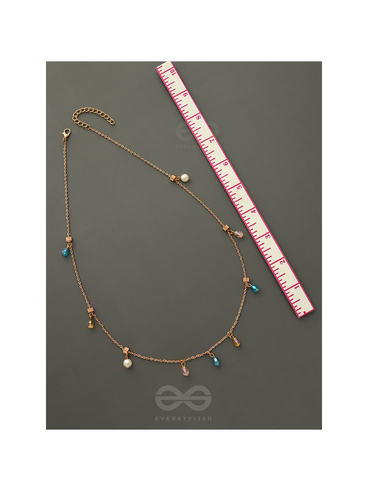 Rain In Paradise- Pearls And Crystals Studded Golden Necklace With Anti-Tarnish Coating