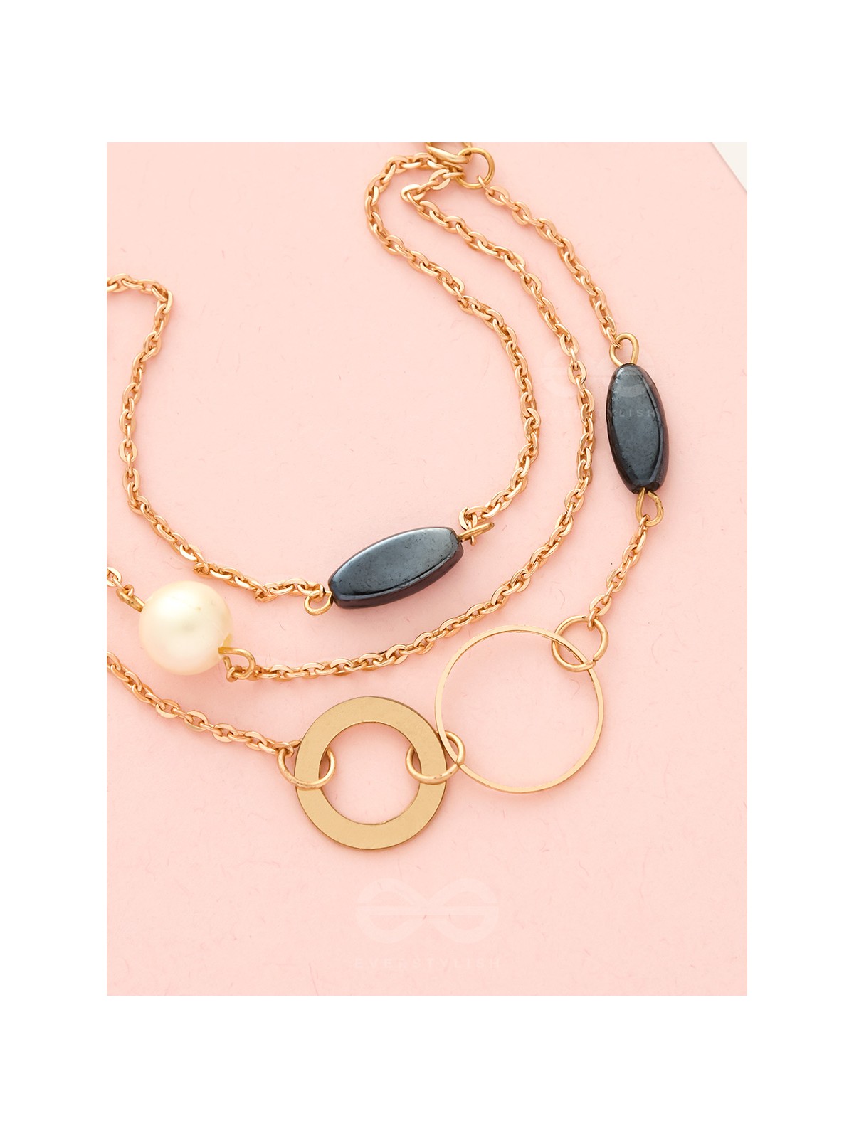 Day 'n' Nite- Pearl and Stones Studded Golden Bracelet