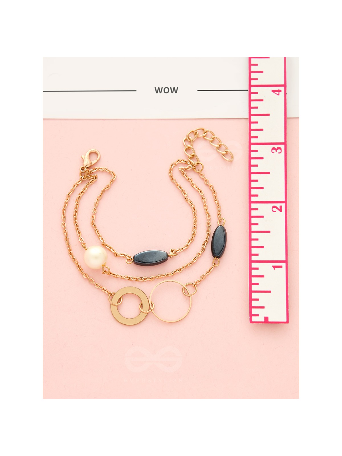 Day 'n' Nite- Pearl and Stones Studded Golden Bracelet