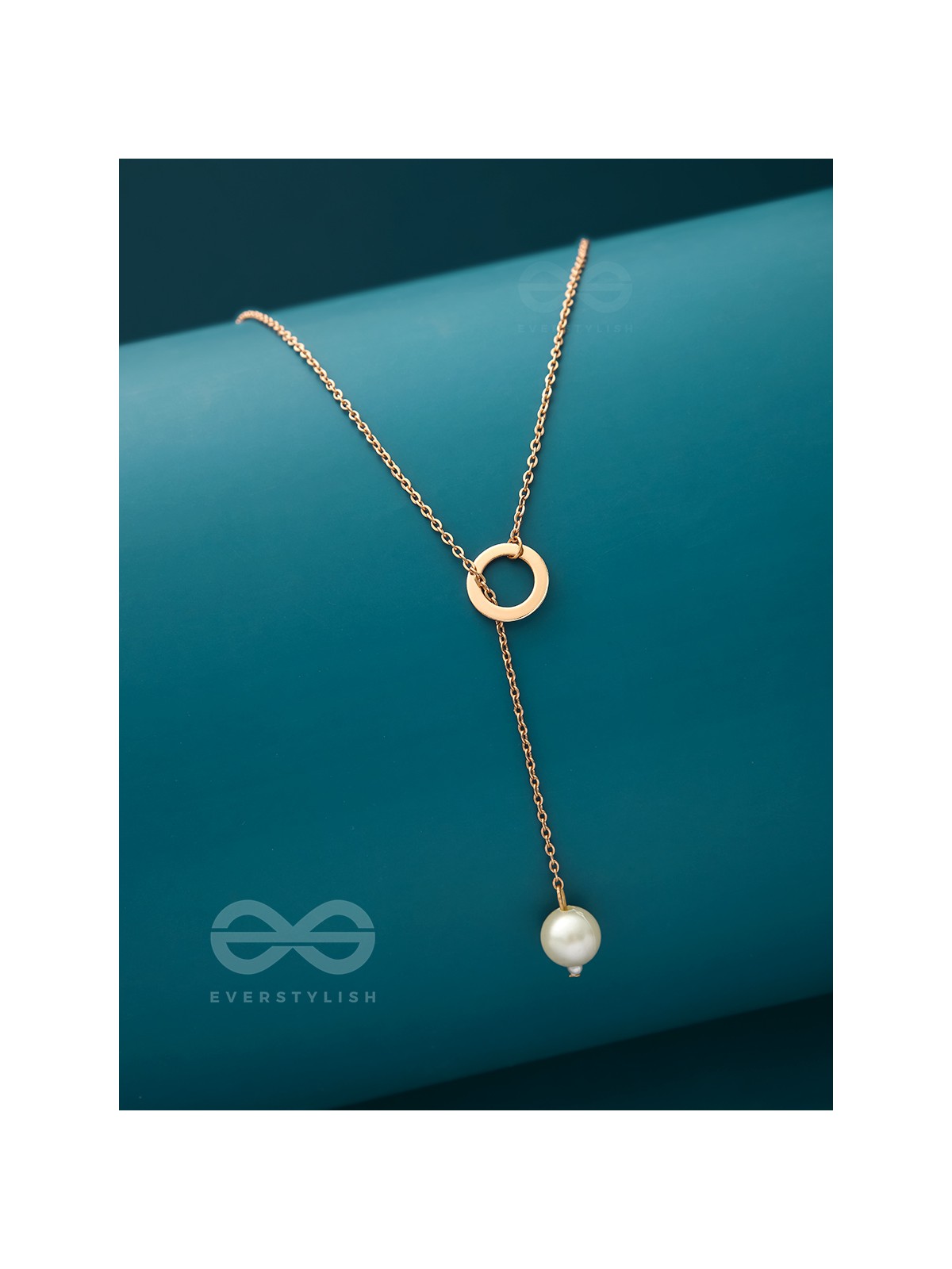 Drop-Down- Golden Pearl Necklace With Anti-Tarnish Coating 