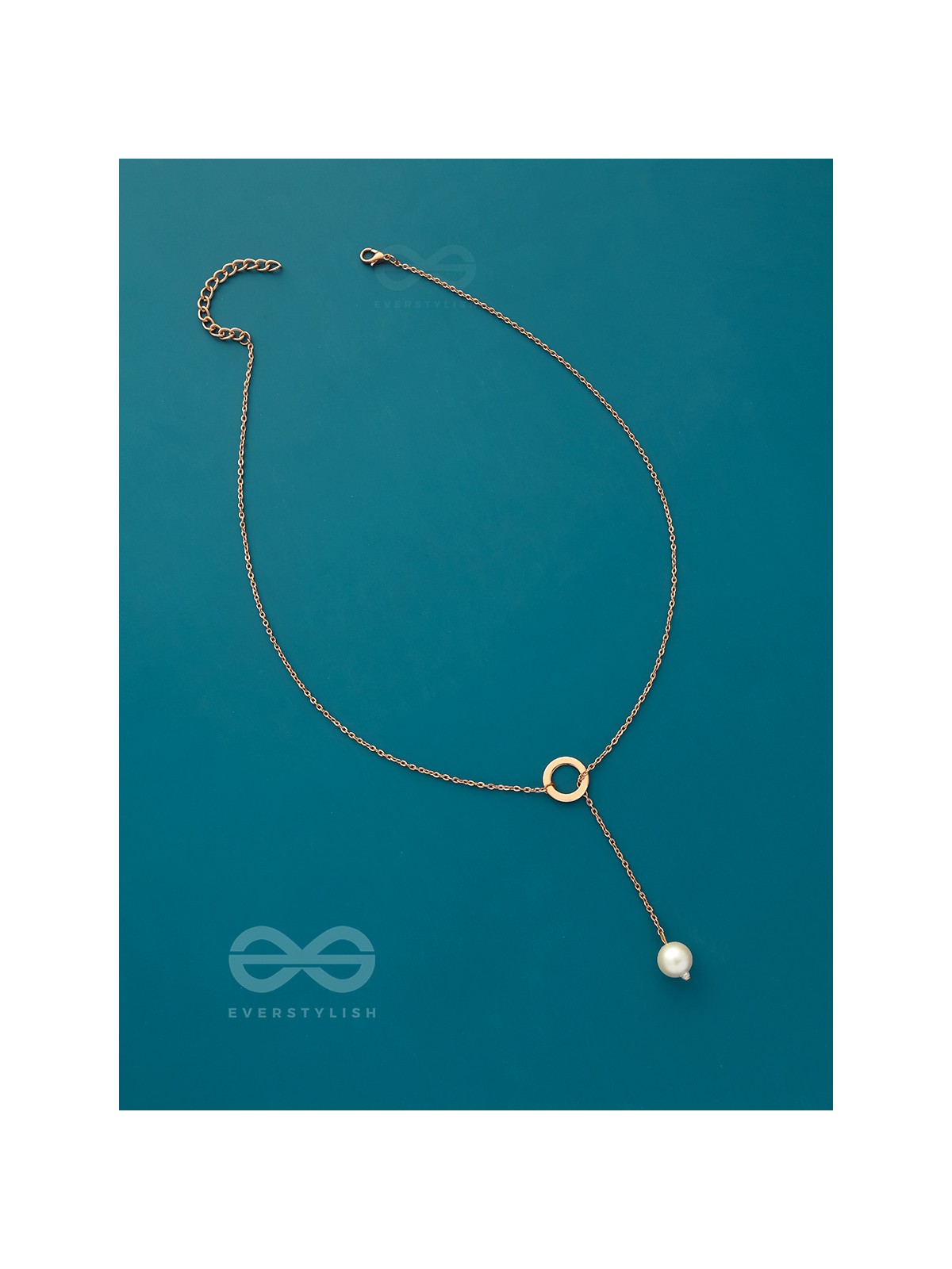 Drop-Down- Golden Pearl Necklace With Anti-Tarnish Coating 