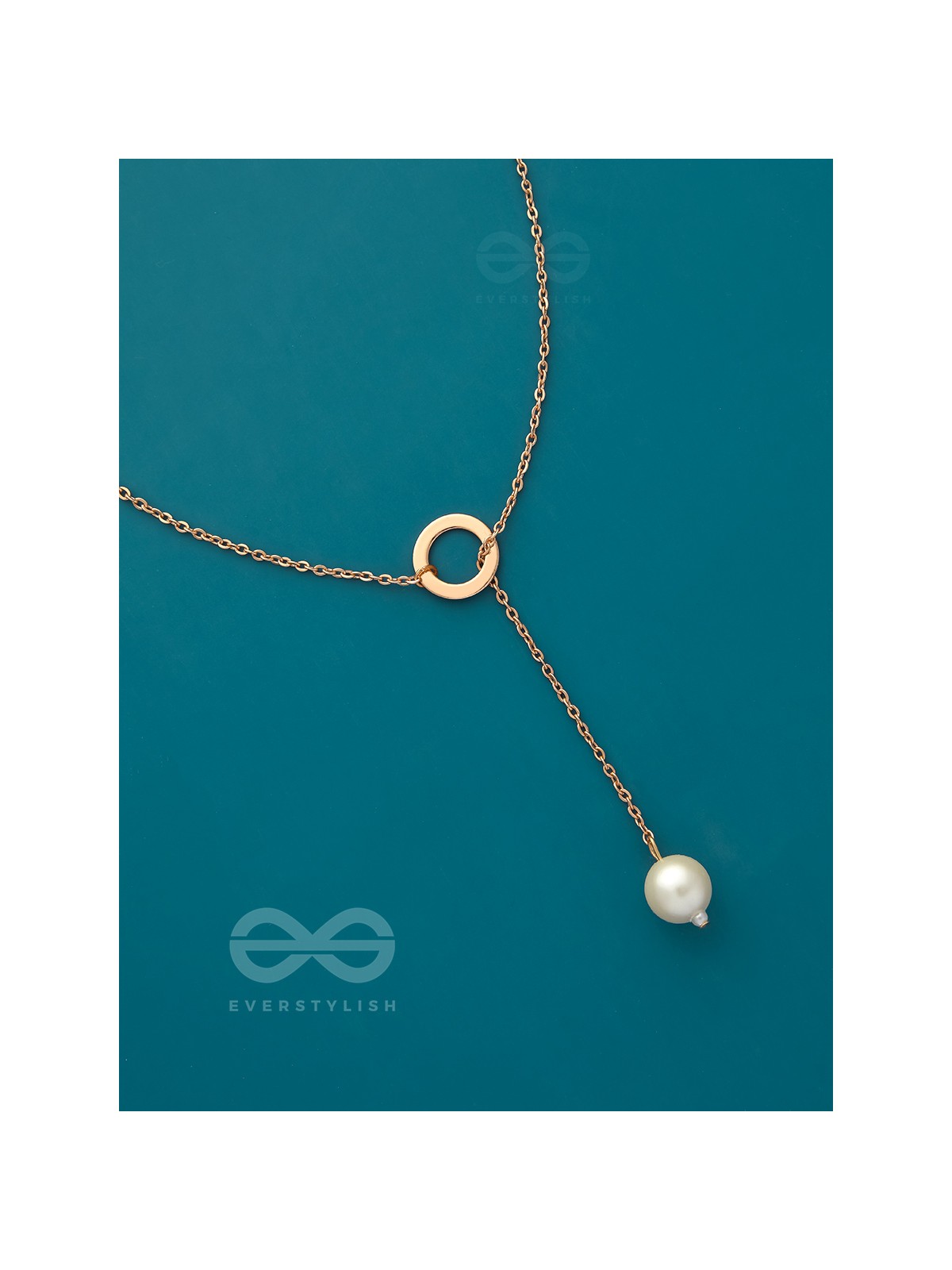 Drop-Down- Golden Pearl Necklace With Anti-Tarnish Coating 